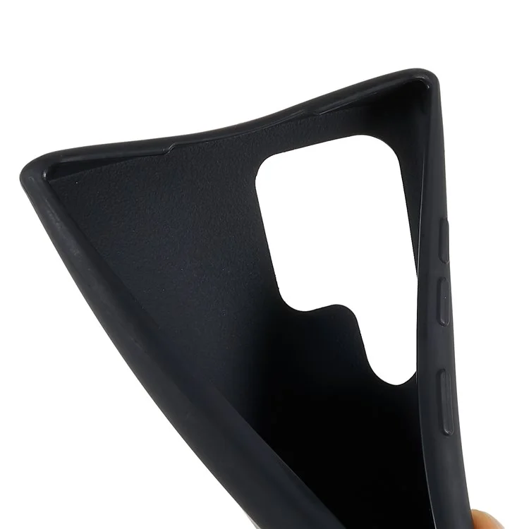 Soft Frosted Surface TPU Phone Cover for Samsung Galaxy S22 Ultra 5G, Anti-Collision Slim Back Case with Wide Strap - Black