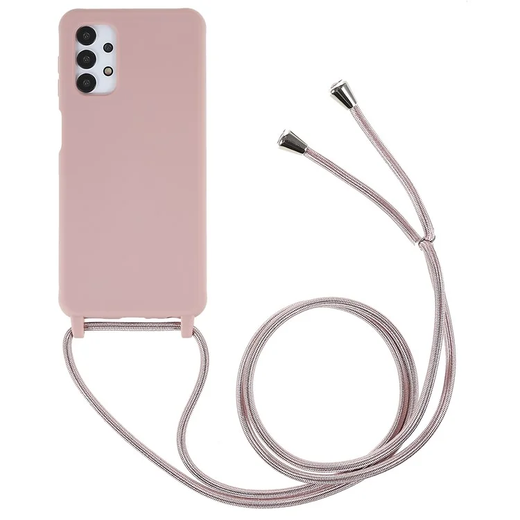 Für Samsung Galaxy A13 5G / A04s 4G (164,7 x 76,7 x 9,1 mm) Flexibles TPU-Gehäuse mit matter Oberfläche und schlankem Profil Telefonschutz mit einstellbarem Tragband - Tiefrosa
