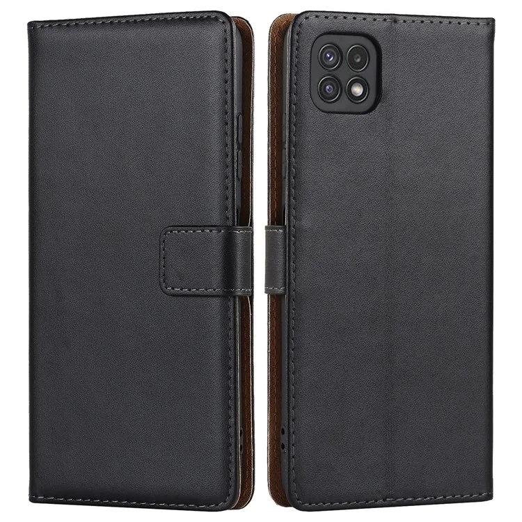 Étui de Téléphone en Cuir Authentique Pour Samsung Galaxy A22 5G (version Ue), Support de Portefeuille Anticroupement Anti-flip Flip Couvercle du Téléphone Coque de Téléphone