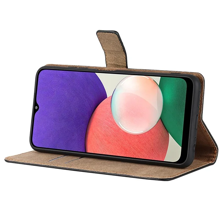 Étui de Téléphone en Cuir Authentique Pour Samsung Galaxy A22 5G (version Ue), Support de Portefeuille Anticroupement Anti-flip Flip Couvercle du Téléphone Coque de Téléphone