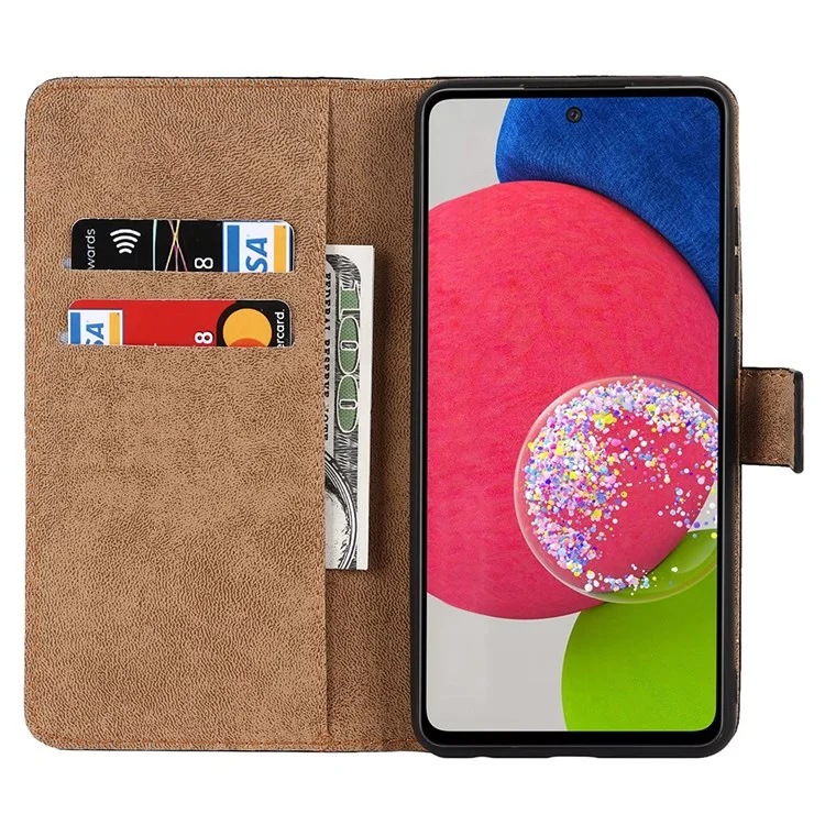 For Samsung Galaxy A52s 5G/Galaxy A52 4G/5G Phone Protection Case Anti-fingerprint Genuine Leather Wallet Stand Design Shockproof Flip Phone Cover Stand Phone Shell