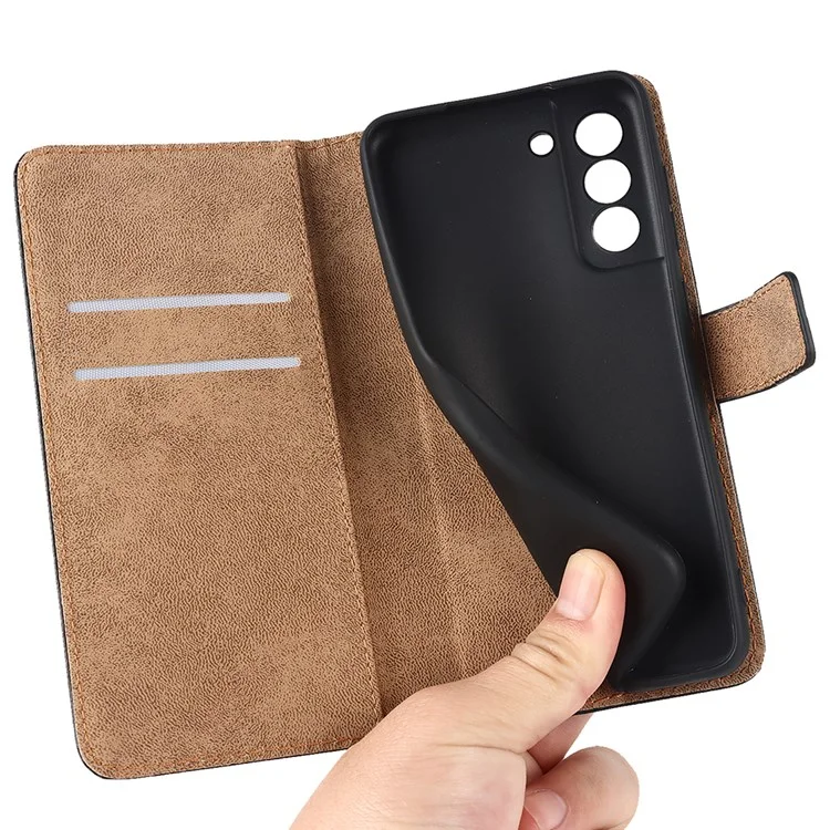 Для Samsung Galaxy S21 FE 5G Genuine Leather + TPU All-round Protection Phone Case with Wallet Stand