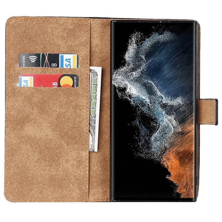 Per Samsung Galaxy S22 Ultra 5G Anti-scratch Flip Phone Cover Stand Shell Shell Goline Wallet Stand Ponete Custodia Per Telefono