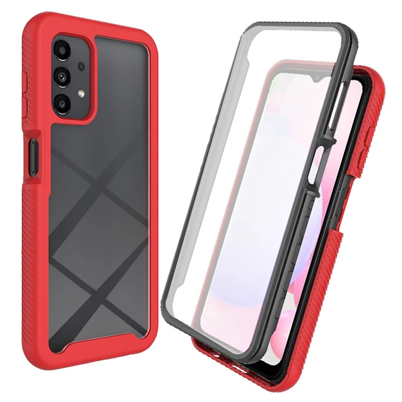 Hybrid Phone Case for Samsung Galaxy A13 4G, PC+TPU All-inclusive Protection Shell with PET Screen Protector - Red