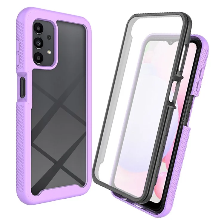 Hybrid Phone Case for Samsung Galaxy A13 4G, PC+TPU All-inclusive Protection Shell with PET Screen Protector - Purple