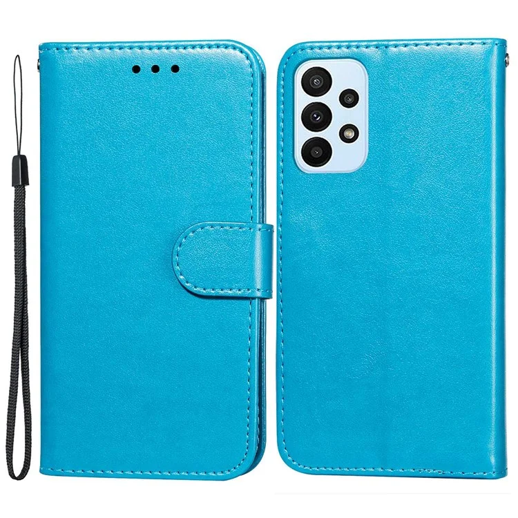 Per Samsung Galaxy A23 4G / 5G (Versione Globale) Custodia in Pelle PU Opaca Chiusura Magnetica Protezione Completa Flip Stand Wallet Case - Blu