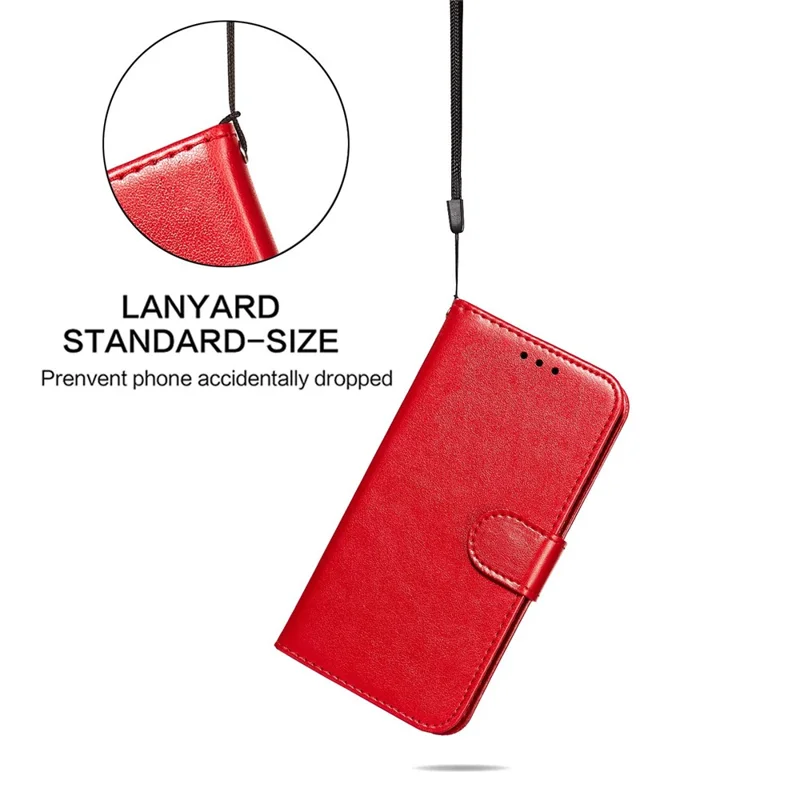 Til Samsung Galaxy A23 4G / 5G (Global Version) Ensfarvet PU-læderdæksel med magnetlås, fuld beskyttelse, flipstand, wallet-case - Rød