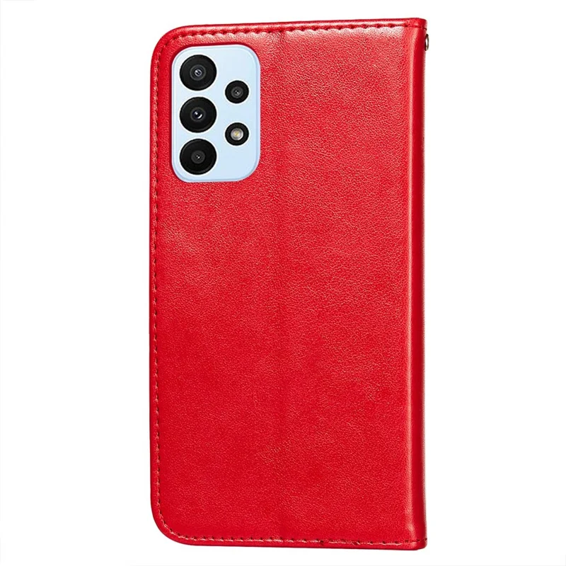 Til Samsung Galaxy A23 4G / 5G (Global Version) Ensfarvet PU-læderdæksel med magnetlås, fuld beskyttelse, flipstand, wallet-case - Rød