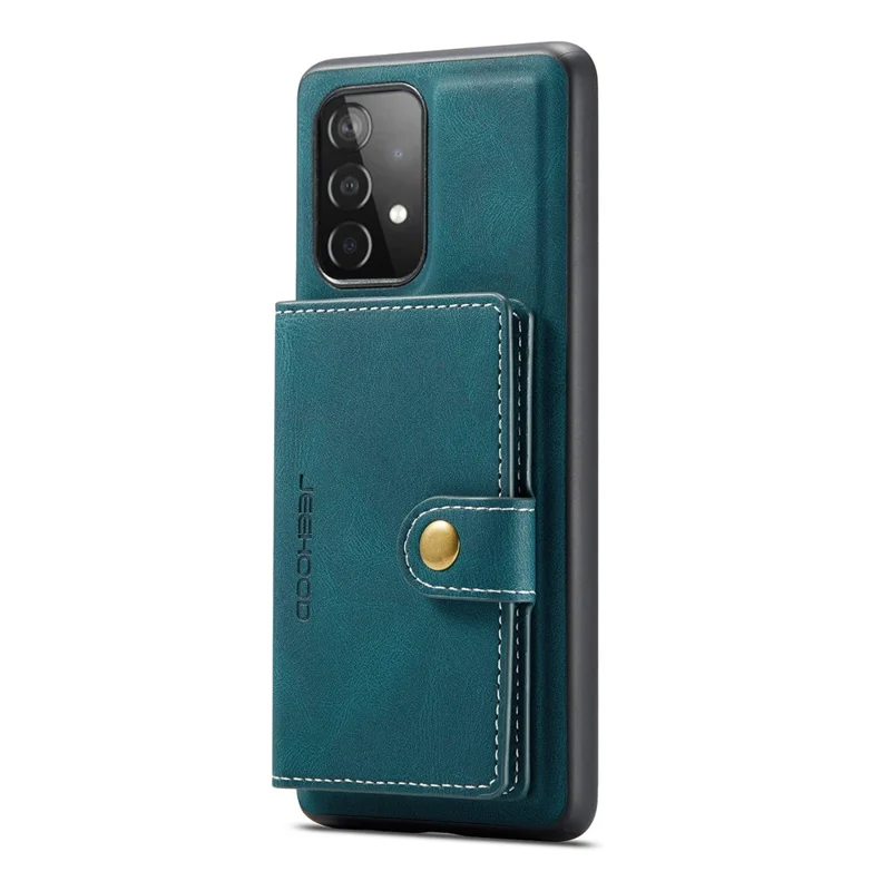 JEEHOOD For Samsung Galaxy A53 5G Shell Detachable 2-in-1 Wallet Kickstand Design Leather Coated TPU Phone Case - Green