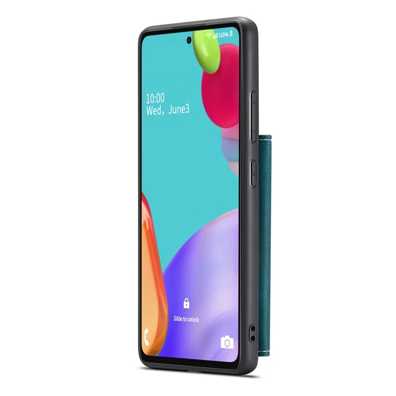 JEEHOOD For Samsung Galaxy A53 5G Shell Detachable 2-in-1 Wallet Kickstand Design Leather Coated TPU Phone Case - Green