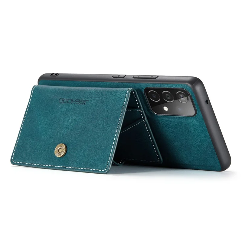JEEHOOD For Samsung Galaxy A53 5G Shell Detachable 2-in-1 Wallet Kickstand Design Leather Coated TPU Phone Case - Green