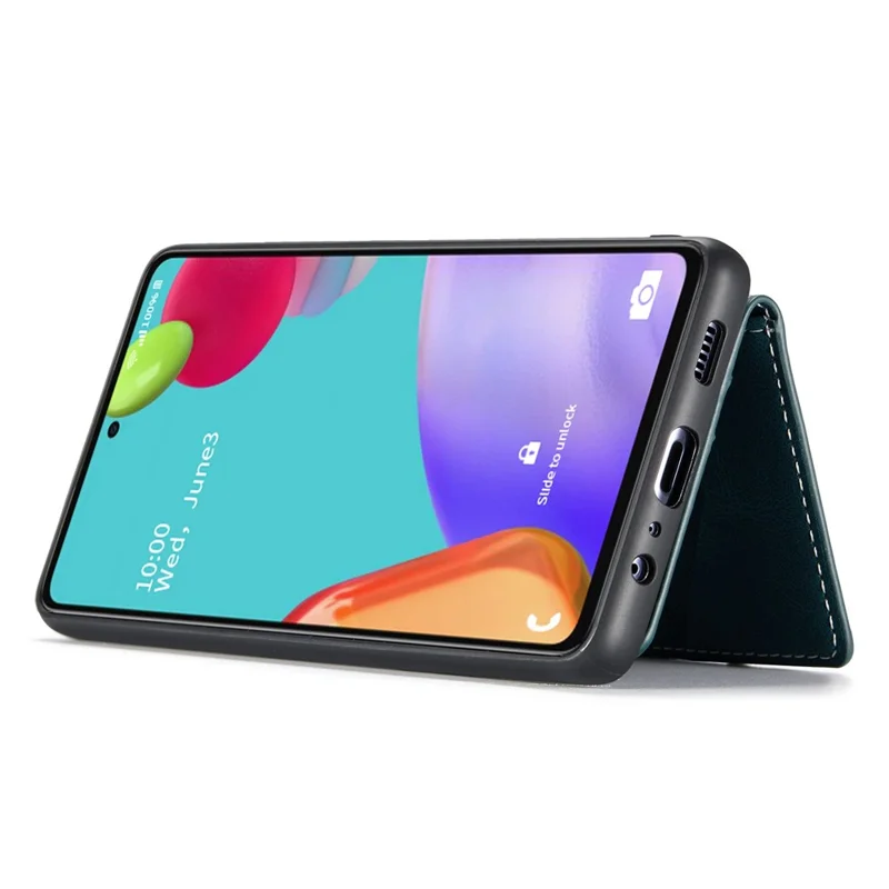 JEEHOOD For Samsung Galaxy A53 5G Shell Detachable 2-in-1 Wallet Kickstand Design Leather Coated TPU Phone Case - Green