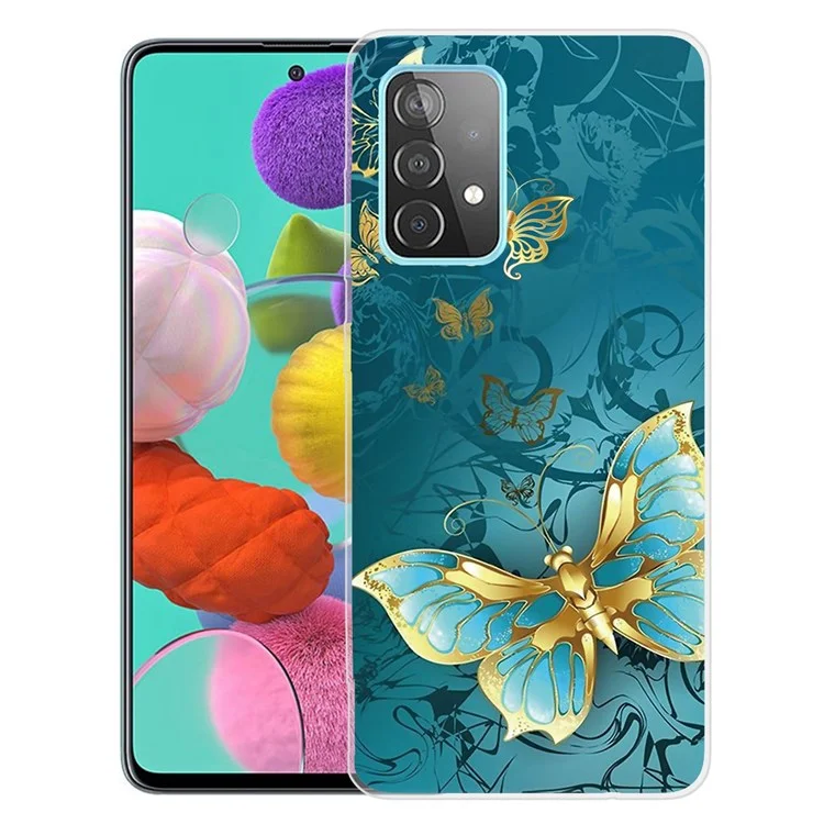 IMD Pattern Printed Case for Samsung Galaxy A23 4G / 5G (Global Version) Anti-Fall Soft TPU Phone Protector Shockproof Phone Cover - Golden Butterfly