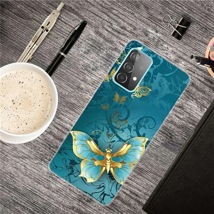 IMD Pattern Printed Case for Samsung Galaxy A23 4G / 5G (Global Version) Anti-Fall Soft TPU Phone Protector Shockproof Phone Cover - Golden Butterfly
