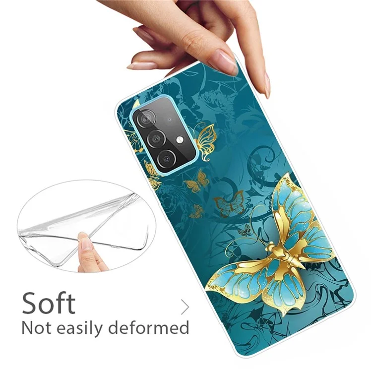 IMD Pattern Printed Case for Samsung Galaxy A23 4G / 5G (Global Version) Anti-Fall Soft TPU Phone Protector Shockproof Phone Cover - Golden Butterfly
