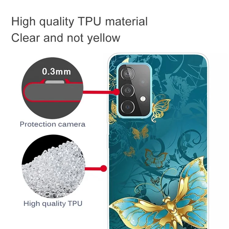 IMD Pattern Printed Case for Samsung Galaxy A23 4G / 5G (Global Version) Anti-Fall Soft TPU Phone Protector Shockproof Phone Cover - Golden Butterfly