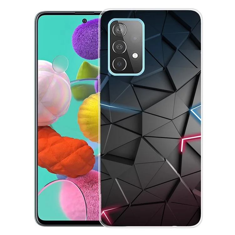 IMD Pattern Printed Case for Samsung Galaxy A23 4G / 5G (Versão Global) Anti-Fall Soft TPU Phone Protector Shockproof Phone Cover - Triângulo Preto