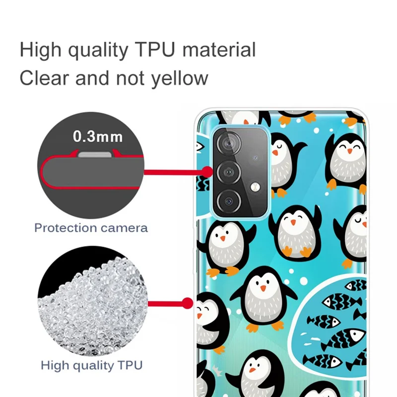 Shockproof Phone Case for Samsung Galaxy A23 4G / 5G (Global Version) Anti-drop Soft TPU Phone Protector IMD Pattern Printed Cover - Penguins