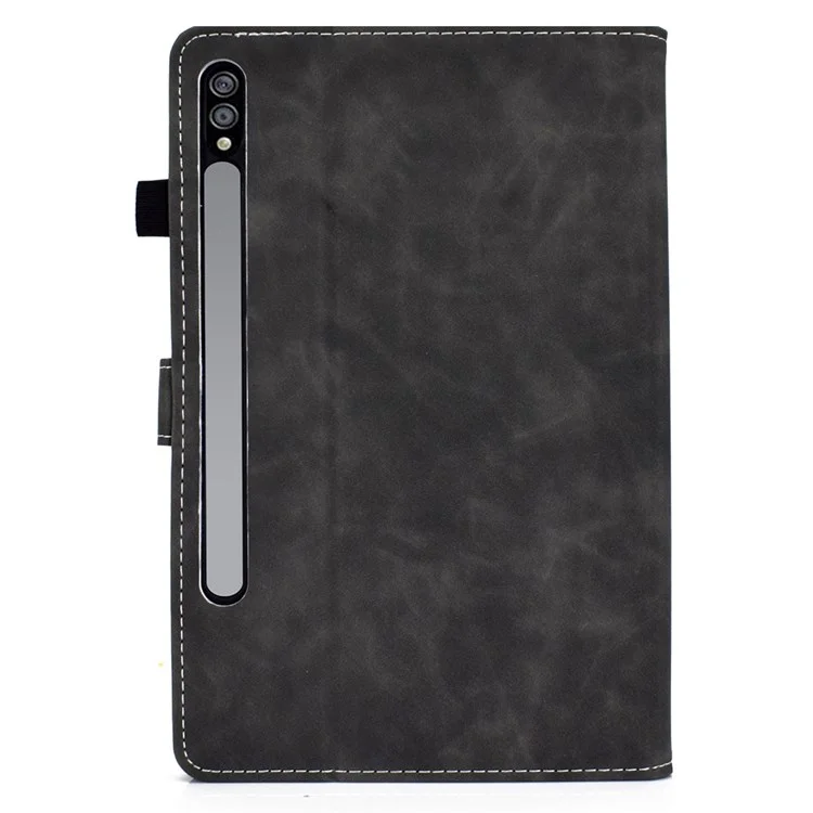 Cowhide Texture Leather TPU Bottom Tablet Case for Samsung Galaxy Tab S7 T870 / Samsung Galaxy Tab S8 X700/X706 - Black