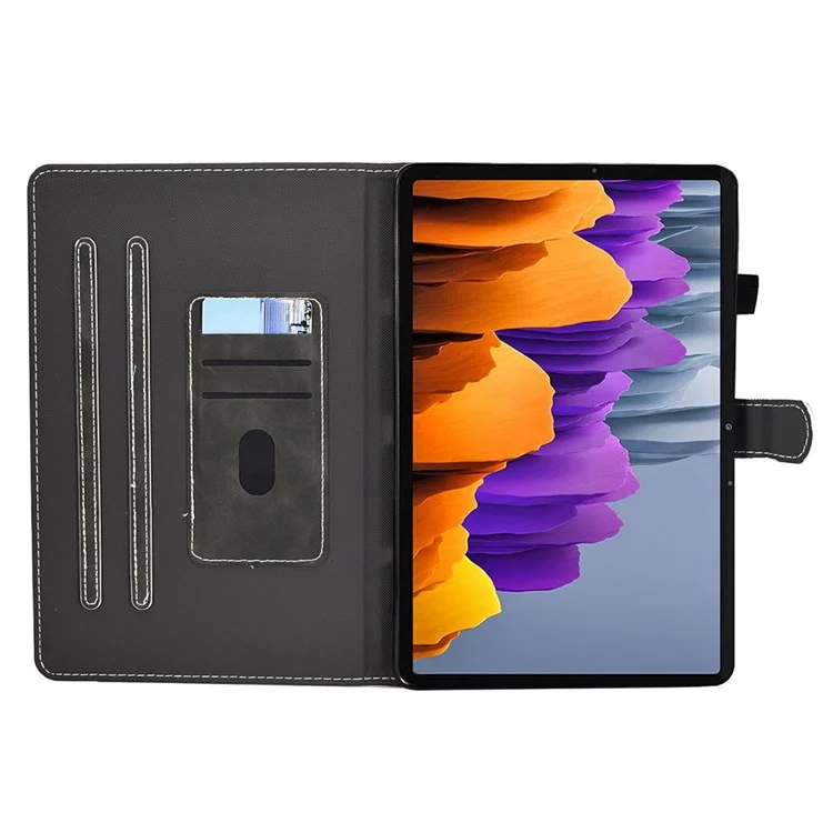 Funda para Tablet Cowhide Texture Leather TPU Bottom para Samsung Galaxy Tab S7 T870 / Samsung Galaxy Tab S8 X700/X706 - Negro