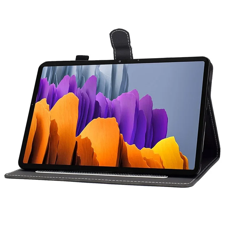 Funda para Tablet Cowhide Texture Leather TPU Bottom para Samsung Galaxy Tab S7 T870 / Samsung Galaxy Tab S8 X700/X706 - Negro