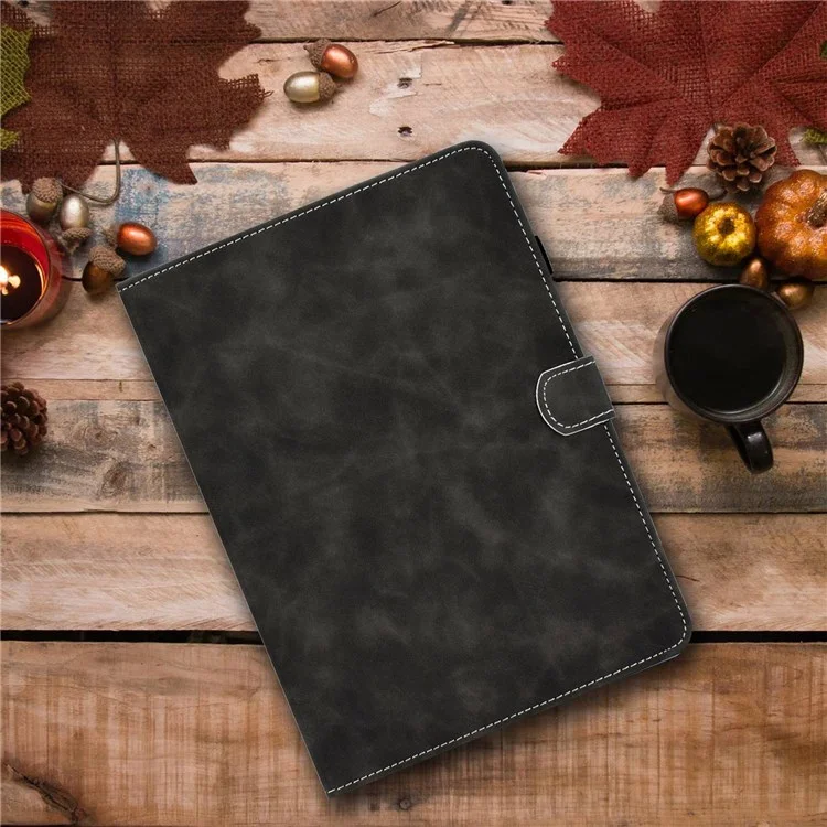 Cow Wide Texture Leather Tpu Bottom Tablet Case Para Samsung Galaxy Tab S7 T870 / Samsung Galaxy Tab S8 X700/x706 - Negro