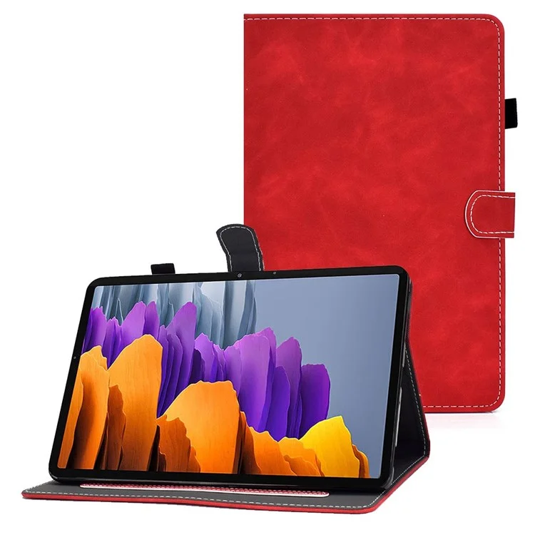 Canda di Tablet Inferiore in Pelle di Texture di Mucca Per Samsung Galaxy Tab S7 T870 / Samsung Galaxy Tab S8 X700/X706 - Rosso