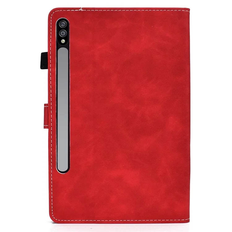 Canda di Tablet Inferiore in Pelle di Texture di Mucca Per Samsung Galaxy Tab S7 T870 / Samsung Galaxy Tab S8 X700/X706 - Rosso