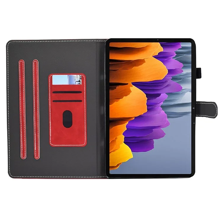 Canda di Tablet Inferiore in Pelle di Texture di Mucca Per Samsung Galaxy Tab S7 T870 / Samsung Galaxy Tab S8 X700/X706 - Rosso