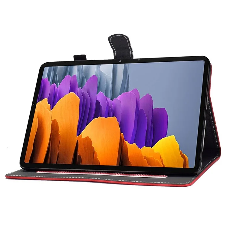 Canda di Tablet Inferiore in Pelle di Texture di Mucca Per Samsung Galaxy Tab S7 T870 / Samsung Galaxy Tab S8 X700/X706 - Rosso