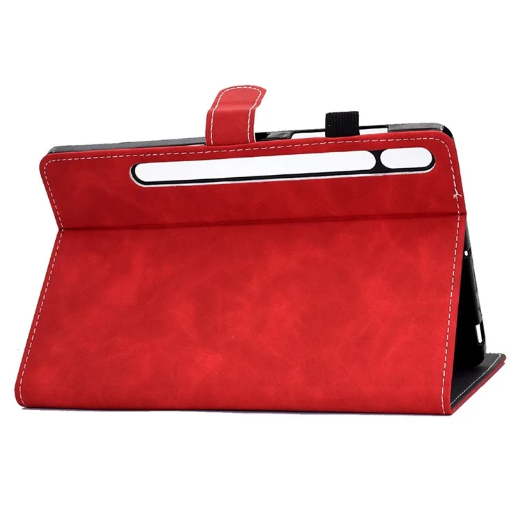 Canda di Tablet Inferiore in Pelle di Texture di Mucca Per Samsung Galaxy Tab S7 T870 / Samsung Galaxy Tab S8 X700/X706 - Rosso