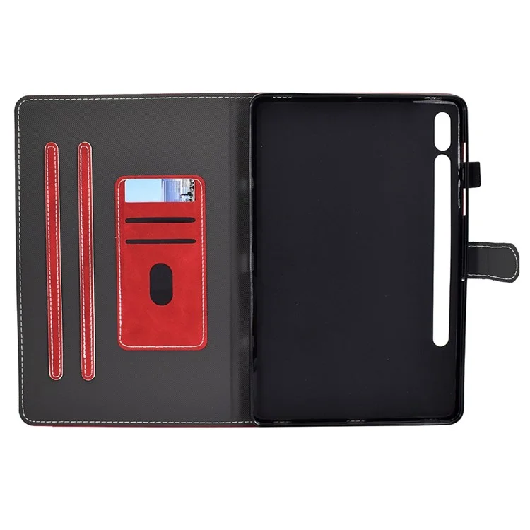 Canda di Tablet Inferiore in Pelle di Texture di Mucca Per Samsung Galaxy Tab S7 T870 / Samsung Galaxy Tab S8 X700/X706 - Rosso
