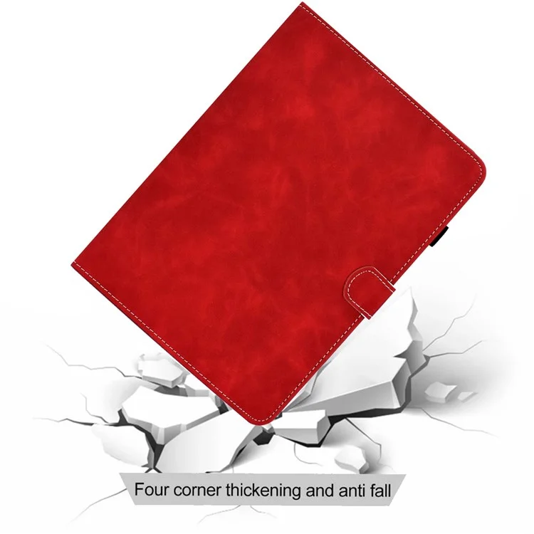 Canda di Tablet Inferiore in Pelle di Texture di Mucca Per Samsung Galaxy Tab S7 T870 / Samsung Galaxy Tab S8 X700/X706 - Rosso