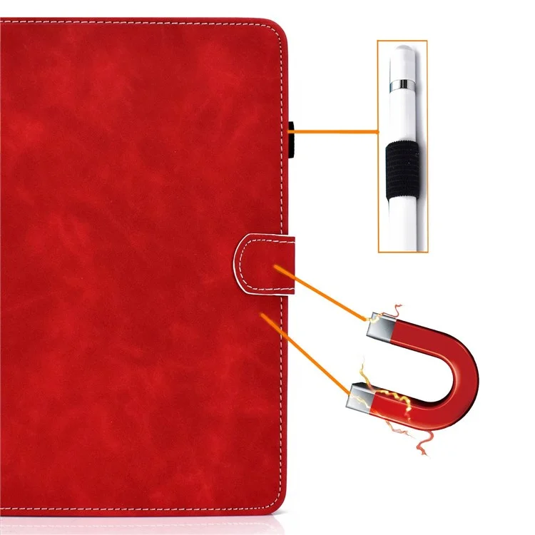 Canda di Tablet Inferiore in Pelle di Texture di Mucca Per Samsung Galaxy Tab S7 T870 / Samsung Galaxy Tab S8 X700/X706 - Rosso