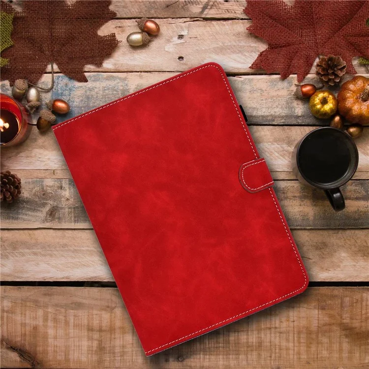 Canda di Tablet Inferiore in Pelle di Texture di Mucca Per Samsung Galaxy Tab S7 T870 / Samsung Galaxy Tab S8 X700/X706 - Rosso