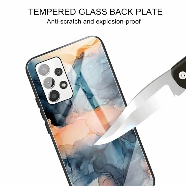 Para Samsung Galaxy A13 4G Vidro Temperado + Capa de Telefone Híbrida de TPU Padrão de Mármore Anti-arranhões Anti-queda - Estilo A