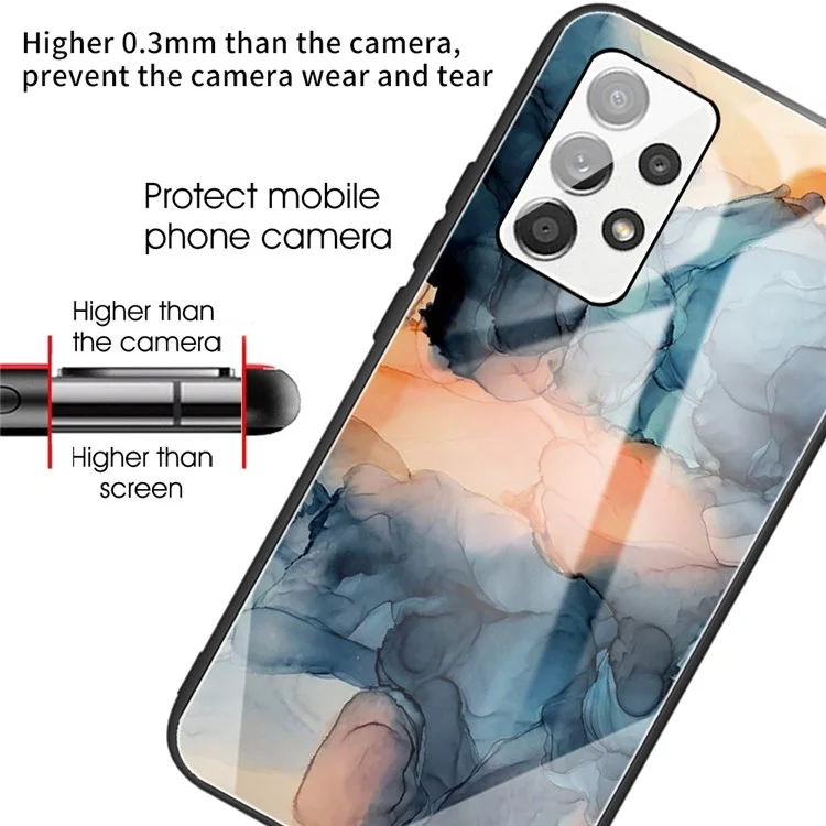 Para Samsung Galaxy A13 4G Vidro Temperado + Capa de Telefone Híbrida de TPU Padrão de Mármore Anti-arranhões Anti-queda - Estilo A