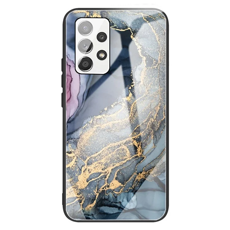 Para o Samsung Galaxy A13 4G Vidro Temperado + Capa de Telefone Híbrida de TPU com Padrão de Mármore Anti-arranhões Anti-queda - Estilo F