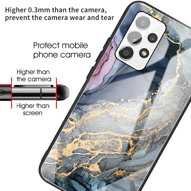 Para o Samsung Galaxy A13 4G Vidro Temperado + Capa de Telefone Híbrida de TPU com Padrão de Mármore Anti-arranhões Anti-queda - Estilo F
