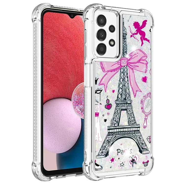 For Samsung Galaxy A13 4G TPU Case with Quicksand and Pattern Printed - Mirror / Tower