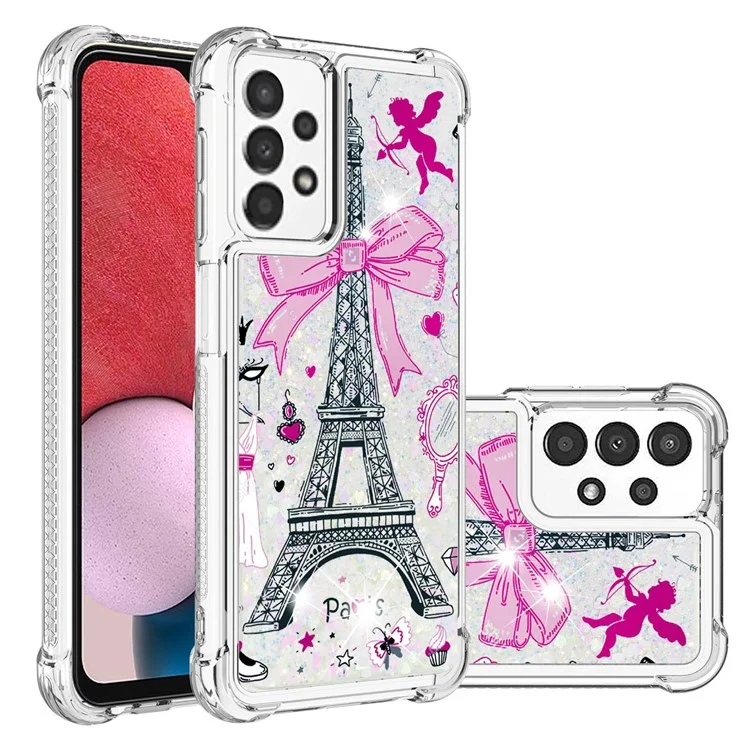 For Samsung Galaxy A13 4G TPU Case with Quicksand and Pattern Printed - Mirror / Tower
