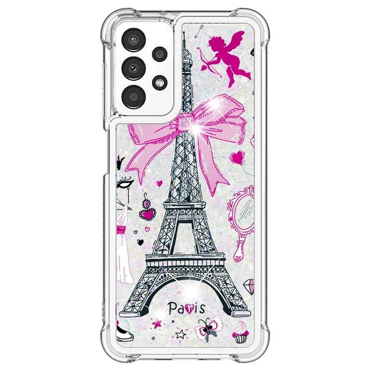 For Samsung Galaxy A13 4G TPU Case with Quicksand and Pattern Printed - Mirror / Tower