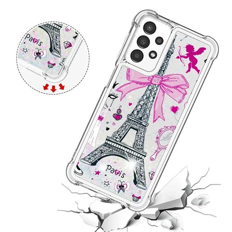 For Samsung Galaxy A13 4G TPU Case with Quicksand and Pattern Printed - Mirror / Tower
