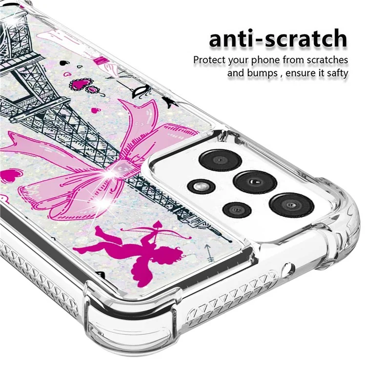 For Samsung Galaxy A13 4G TPU Case with Quicksand and Pattern Printed - Mirror / Tower
