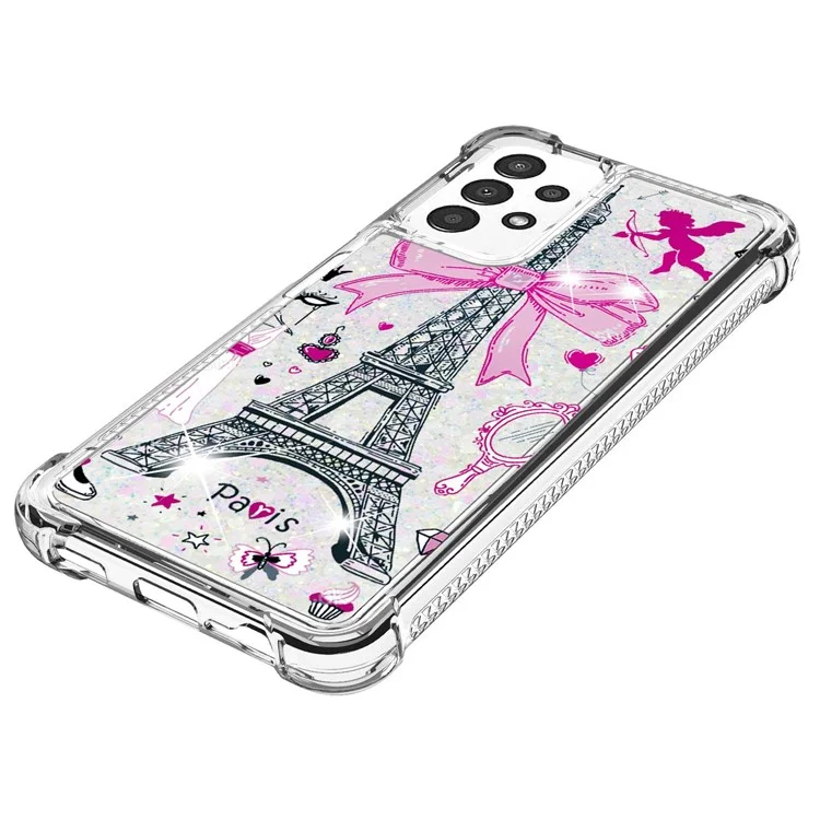 For Samsung Galaxy A13 4G TPU Case with Quicksand and Pattern Printed - Mirror / Tower
