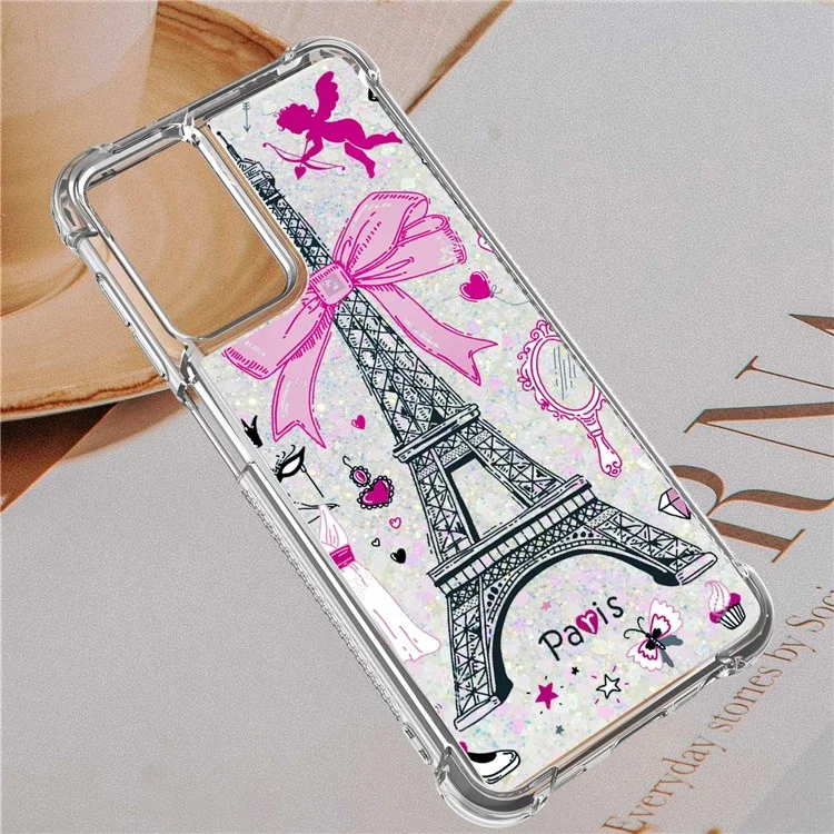 For Samsung Galaxy A13 4G TPU Case with Quicksand and Pattern Printed - Mirror / Tower