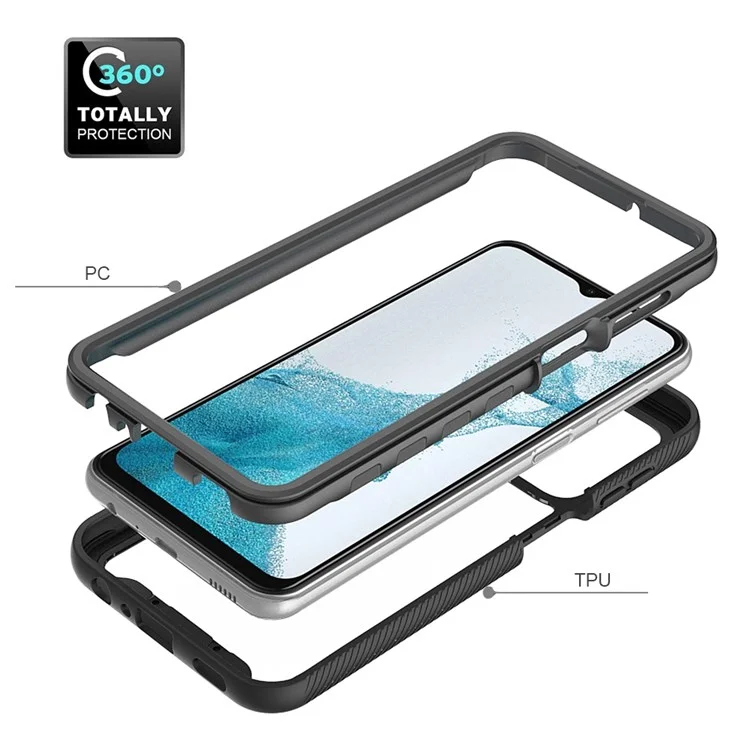 For Samsung Galaxy A23 4G / 5G (Global Version) TPU Bumper Transparent PC + Acrylic Back Case Anti-scratch Phone Cover - Black