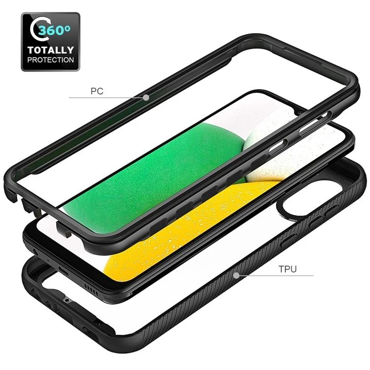 Para Samsung Galaxy A03 Core Impact-resistant Phone Case TPU Bumper PC + Acrylic Back Cover - Preto