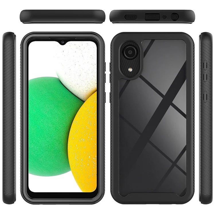 Para Samsung Galaxy A03 Core Impact-resistant Phone Case TPU Bumper PC + Acrylic Back Cover - Preto
