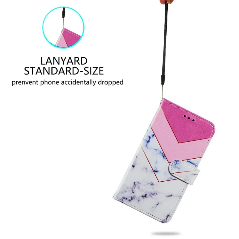 For Samsung Galaxy A13 4G Pattern Printing PU Leather Wallet Horizontal Stand Folio Cover with Wrist Strap - Smoke Marble